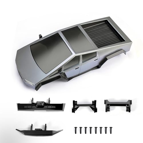 RC Car Shell Pickup Hard Body Shell with Front Rear Bumpers for TRX4M Bronco Defender 1/18 RC Crawler Chassis (Gray) - color: Gray