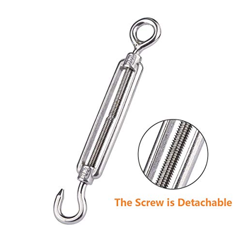 10 Pack M6 Turnbuckle Hook and Eye Stainless Steel Turnbuckle Wire Rope Tension Adjustable, Heavy Duty Turnbuckle Tension Hook for Wire Cable, Clothesline - style: M6 - Hook & Eye Turnbuckle