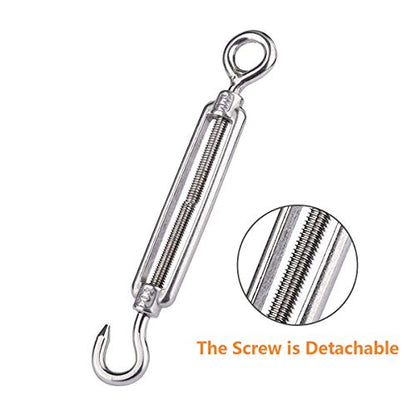 10 Pack M6 Turnbuckle Hook and Eye Stainless Steel Turnbuckle Wire Rope Tension Adjustable, Heavy Duty Turnbuckle Tension Hook for Wire Cable, Clothesline - style: M6 - Hook & Eye Turnbuckle