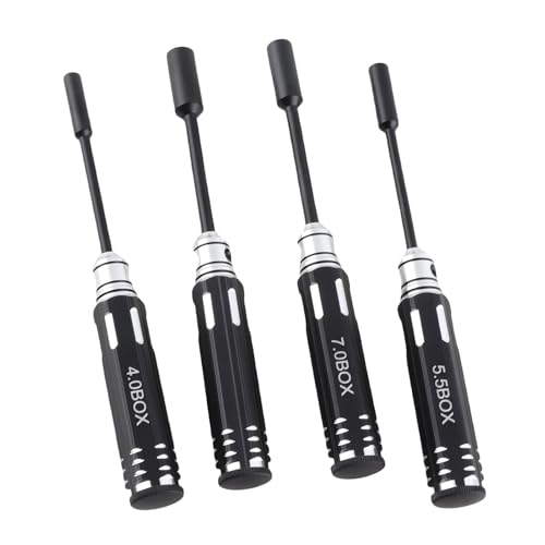 JTLB 4pcs Hex Socket Nut Driver Set Hex Wrench Set Key 4.0MM 5.5MM 7.0MM 8. with Aluminum Alloy Handle for RC Cars Model Airplanes