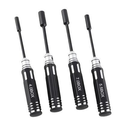 JTLB 4pcs Hex Socket Nut Driver Set Hex Wrench Set Key 4.0MM 5.5MM 7.0MM 8. with Aluminum Alloy Handle for RC Cars Model Airplanes