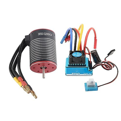3650 Brushless Motor 120A ESC Combo, Professional Rotor Poles RC Brushless Motor ESC Set High Torsion for RC Car (5200KV)