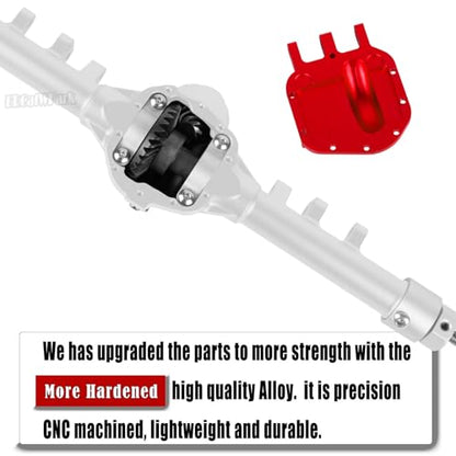 RC Front Rear Axles Upgrades Part for 1/10 SCX10 SCX10 II 90046 90047,Aluminum Alloy Front Rear Axle Hops Up,Silver - color: Silver/Red - (Axles)