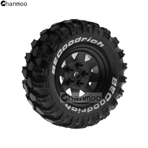 1.9 RC Crawler Tires And Metal Beadlock Wheels Rims 12mm Drive Adaptors 1:10 Soft Mud Tyres For 1/10 Rock Crawler Car Traxxas TRX4 D90 TF2 Axial Redcat Gen8 SCX10 Tamiya CC01 4PCS (Black) - color: Black