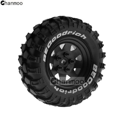 1.9 RC Crawler Tires And Metal Beadlock Wheels Rims 12mm Drive Adaptors 1:10 Soft Mud Tyres For 1/10 Rock Crawler Car Traxxas TRX4 D90 TF2 Axial Redcat Gen8 SCX10 Tamiya CC01 4PCS (Black) - color: Black