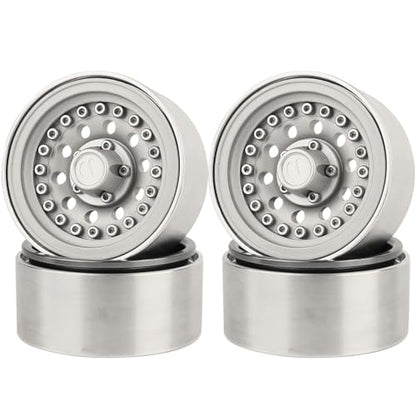 1/10 RC Crawler 4Pcs 1.9 Inch Beadlock Wheel Hub Rim Rims Aluminum Alloy for TRX4 TRX6 Axial SCX10 III AXI03007 GRT EX86190 RedCat,Five Hole nut (Silver) - color: Silver