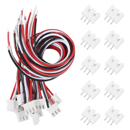 Alinan 20pcs JST-XH2.54mm 3 Pin Connector Kit, Included 10pcs Mini 3 Pin 24AWG Female Connector Plug with 150mm Cable Wire and 10pcs Micro 3Pin Male Connector Plug - color: 3Pin 24AWG 150mm Cable