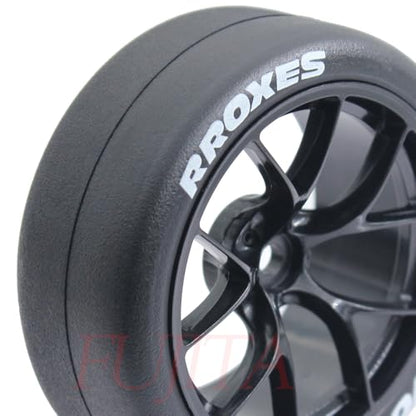 fujita 12mm hex 1/10 RC Drift Tires and Hard Plastic Wheels Rims Rally Racing Tyres for Tamiya XV01 XV02 TT02 PTG HSP RGT Kyosho FAZER MK2 Lc Racing PTG (Black) - color: Black