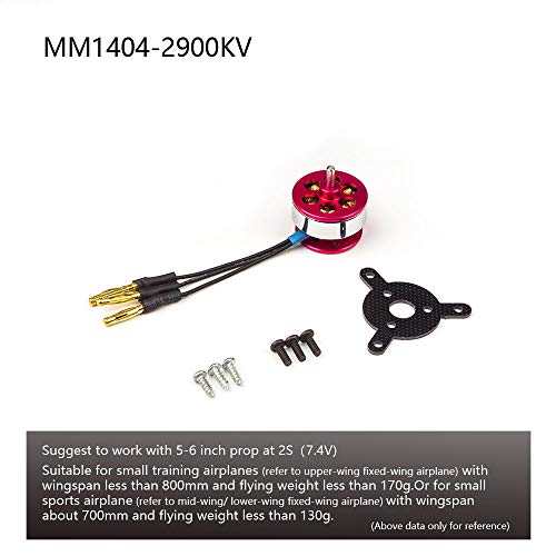 RC Brushless Motor MM1404 2900KV (C10) Brushless Outrunner Motor 2900KV Used for Fixed Wing Micro Indoor Airplane F3P Model Airplane (MM1404A)