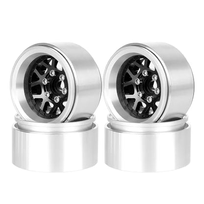 4PCS 1.9" Beadlock Wheel Rims Offset-10mm Aluminum Alloy Metal Wheel Hub for 1/10 RC Rock Crawler Car for Axial SCX10 TRX4 TRX6 D90 D110 Upgrade Accessories(Y-Shaped Black) - color: Y-shaped Black