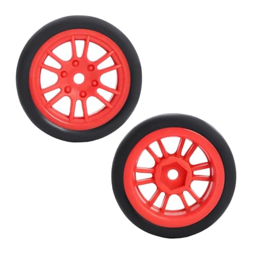 4PCS Finished Flat Running Drift Tires and Wheels 7MM Hexagon for 1/24 Losi Micro B Upgrades and 1/28 Losi Micro T Upgrades(b Red) - color: B Red