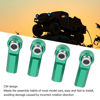 RC Link Rod End Ball Joint Head High Strength Alloy M4 Thread CW 7mm Diameter Plug and Play Set of 4 for 1/10 Scale Model Car Parts (Green)
