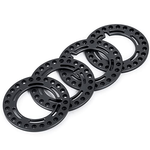 4pcs Aluminum 1.9inch RC Beadlock Wheel Rim Replacement Ring for 1/10 RC Crawler Car 1.9" Wheels/Rims (Black) - color: Black