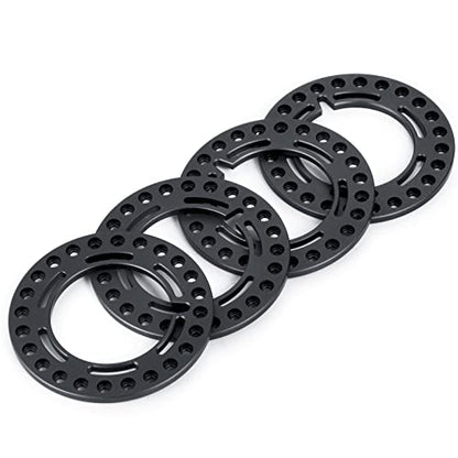 4pcs Aluminum 1.9inch RC Beadlock Wheel Rim Replacement Ring for 1/10 RC Crawler Car 1.9" Wheels/Rims (Black) - color: Black