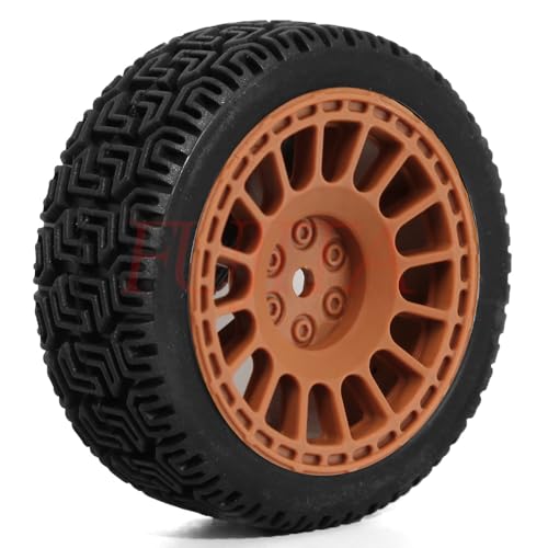 fujita 1/10 RC ON-Road Rubber Racing Tire Rim 68mm OD for 1:10 RC On-Road Touring Drift Car HSP Tamiya XV01 TT01 TT02 HPI Kyosho FAZER MK2（Brown B） - color: Brown B