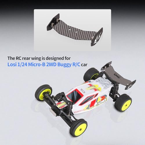 RC Rear Wing Carbon Fiber RC Tail Wing for Losi 1/24 Micro-B 2WD Buggy RC Car Upgrade Parts (Black) - color: Black