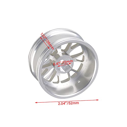 Mxfans 4PCS RC Silver Y-Shape Wheel Rim Aluminum Alloy Upgrade 52mm Diameter Wheel Rim RC 1/10 On-Road Car & Drift Car