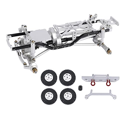 Metal Chassis Frame Assembled Kit for Axial SCX24 Deadbolt AXI90081 1/24 RC Crawler Car Upgrades (Silver) - color: Silver