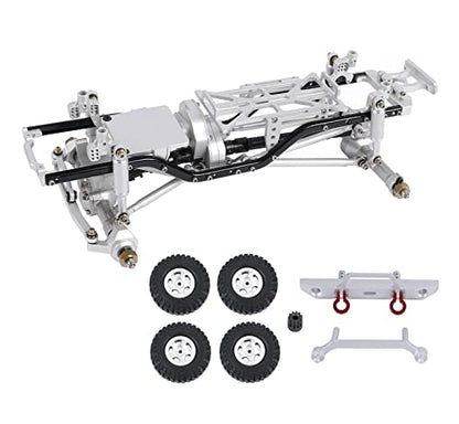 Metal Chassis Frame Assembled Kit for Axial SCX24 Deadbolt AXI90081 1/24 RC Crawler Car Upgrades (Silver) - color: Silver