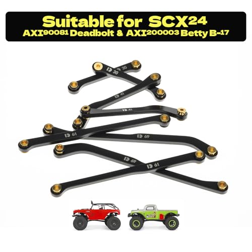 High Clearance 4 Links Set for SCX24 90081, Steel Links Set, Upgrade Parts for SCX24 Deadbolt, Betty B17, Axial 1/24 RC Crawler Car Upgrade Accessories, 8Pcs, Black - size: For Deadbolt
