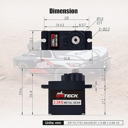 GOTECK RC Servo Mounts Servo Kit - 2.2KG Metal Gear Digital Servo with Servo Mount, Servo Horn and Steering Link Set Upgrade Parts for 1/24 Axial SCX24 RC Crawler Cars (Combo Pack 3) - color: Combo Pack 3