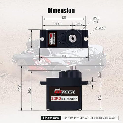 GOTECK RC Servo Mounts Servo Kit - 2.2KG Metal Gear Digital Servo with Servo Mount, Servo Horn and Steering Link Set Upgrade Parts for 1/24 Axial SCX24 RC Crawler Cars (Combo Pack 3) - color: Combo Pack 3