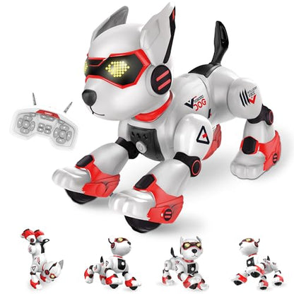 BYTEWAR Remote Control Robot Toy Puppy, Intelligent Programming Robot Dog | Interactive Gesture Function, Imitate Animal Music and Dance,Nice Gift for Boy or Girl 3-5 5-8 Ages - color: 101 Red