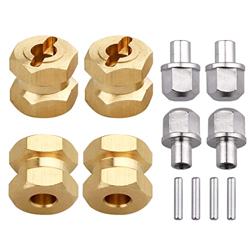 RC Hex Hub 12mm Brass Wheels Hex Hubs Extension Hex Drive Adapter Spacers for 1/10 RC Crawler Axial SCX10 90046 D90, 4-Pack (12mm) - size: 12mm