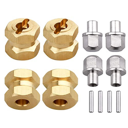 RC Hex Hub 12mm Brass Wheels Hex Hubs Extension Hex Drive Adapter Spacers for 1/10 RC Crawler Axial SCX10 90046 D90, 4-Pack (12mm) - size: 12mm