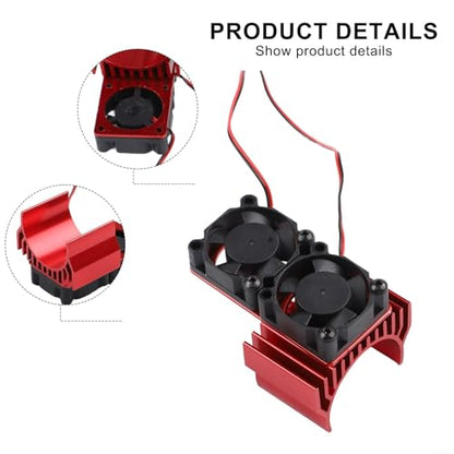 Aluminum RC Motor Heat Sink with Dual 30mm Cooling Fans 1: 10 Cars Compatible Having 540 550 Brushed 3650 3660 Brushless Motors Red(Blue) - color: Blue