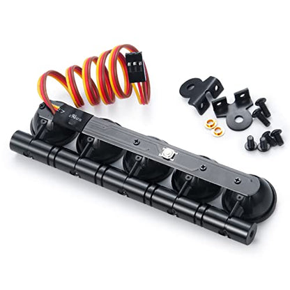 RC Car LED Lights Roof Light Bar Kit Headlight Spotlight 5 LEDs Body Shell Roof Lights for 1/10 TRX4 D90 SCX10 90046 CC01 Wraith RC Rock Crawler Car Upgrades (Multicolor) - color: Multicolor