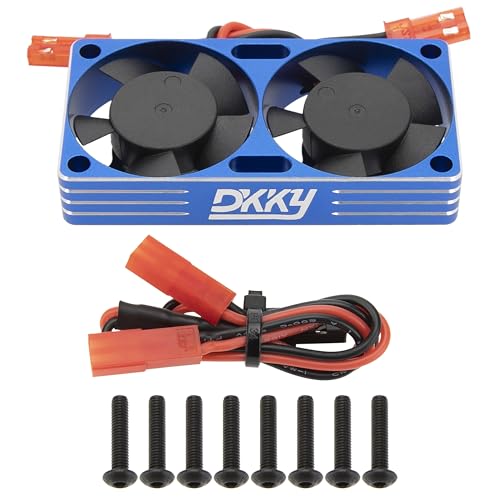 DKKY RC Motor Cooling Fan Heatsink 30mm Dual Fan for ARRMA Axial Traxxas 1/6 1/8 1/10 RC Crawler Car 3650 550 3660 4274 4068 4268 Motor (Blue) - color: Blue