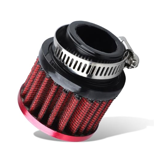 25mm Car Air Intake Filter, 1" Universal Automotive Engine Valve Cover Breather with Adjustable Clamp, Mini Vehicle Vent Crankcase Cold Air Filter Accessories for Car Motorcycle (Red) - color: Red