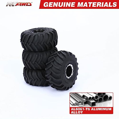 RCAWD Alloy TRX4M Monster Truck Wheel And Tires for 1/18 TRX4M Series Upgrades Part Black - color: Black