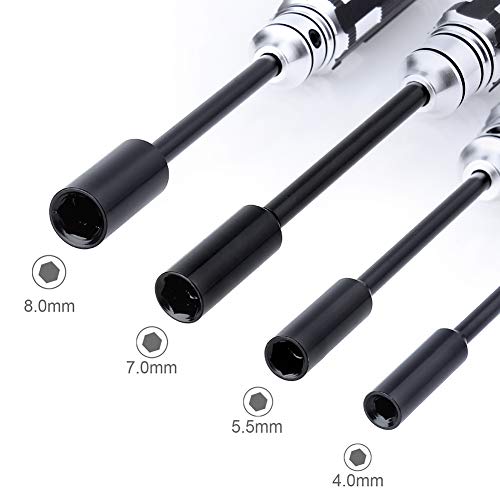HobbyPark Hex Nut Driver Set & 17mm Wheel Wrench, M2 M3 M4 Hex Nuts Driver for RC Car Tools