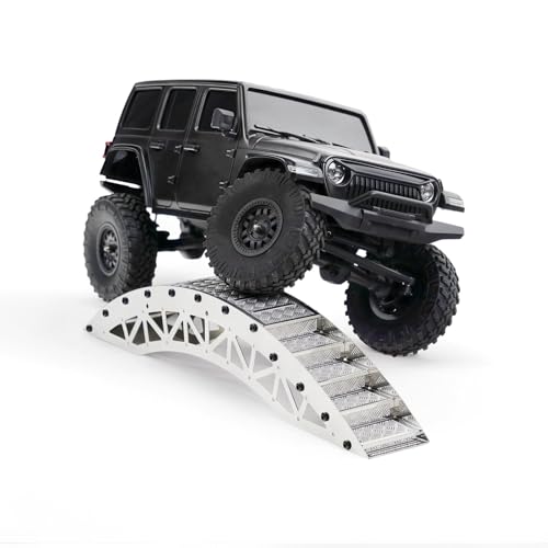 RC Crawler Bridge Obstacle, Stainless Steel DIY Assembly Ramp for 1/12 1/18 1/24 RC Crawler Course Accessories (Silver Step Bridge) - style: Silver Step Bridge