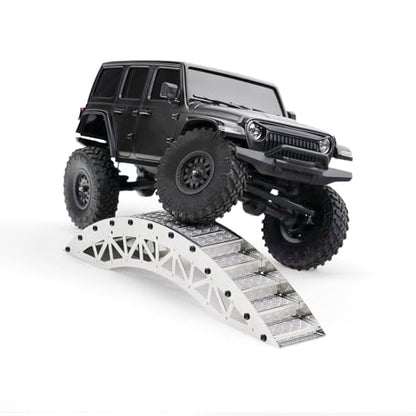 RC Crawler Bridge Obstacle, Stainless Steel DIY Assembly Ramp for 1/12 1/18 1/24 RC Crawler Course Accessories (Silver Step Bridge) - style: Silver Step Bridge