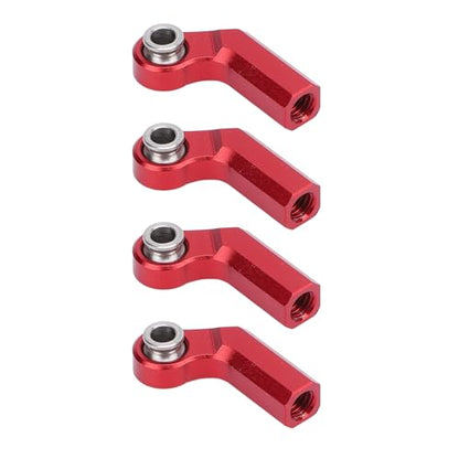 4PCS RC Link Rod Ends M4 Curved CW Alloy 7mm Ball Head Set Steering Upgrade Replacement Parts for 1/10 Scale Model Cars with Clockwise Thread Design Enhanced Performance (Red) - color: Red