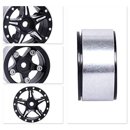 1.0 Beadlock Wheel Rims Compitable with 1/24 RC Crawler Car Axial SCX24 Gladiator Deadbolt Bronco C10 JLU Upgrade Parts