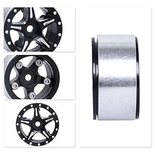 1.0 Beadlock Wheel Rims Compitable with 1/24 RC Crawler Car Axial SCX24 Gladiator Deadbolt Bronco C10 JLU Upgrade Parts