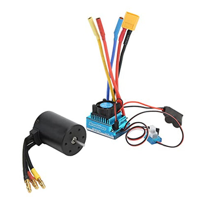 Keenso RC Brushless Motor ESC Combo, Aluminum Alloy HighPerformance 3650 2300KV Brushless Motor 120A ESC for 1/10 1/8 RC Cars