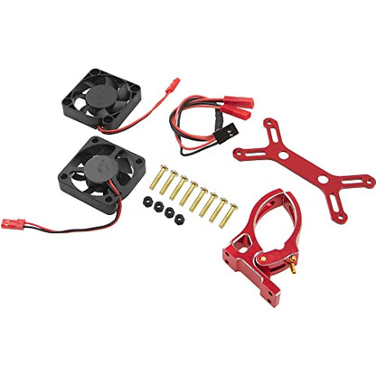 4985 1717 Brushless Motor Heat Sink Dual Cooling Fan Motor Heatsink Compatible with 1/5 Traxxas X-Maxx Arrma RC Car (Red) - color: Red