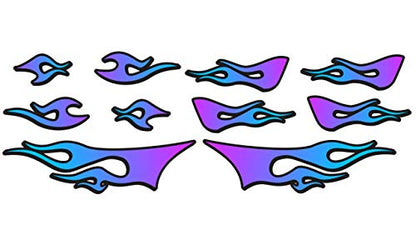 RC car Truck - Tribal Flames - 10pc Body Decal kit - Universal for Arrma Losi HPI Axial Traxxas Redcat Tekno 1/10 1/8 Scale Rock Crawler Stickers (Purple/Blue) - color: Purple/Blue