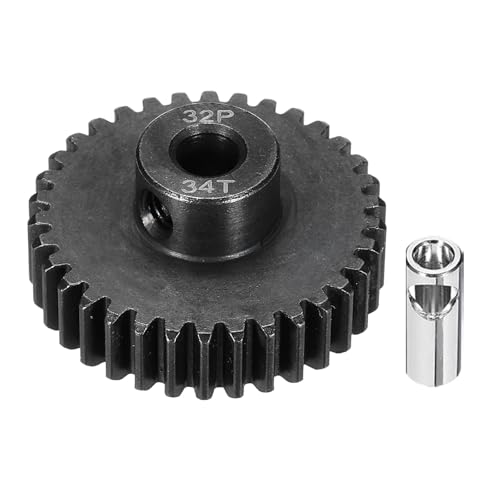 32P Steel Pinion Gear Set 34T for 5mm Shaft Hardened Steel Pinion Gear with Shaft Coupler Connector for RC Motor - style: 34T