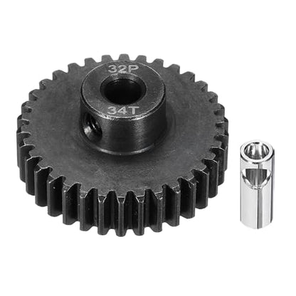 32P Steel Pinion Gear Set 34T for 5mm Shaft Hardened Steel Pinion Gear with Shaft Coupler Connector for RC Motor - style: 34T