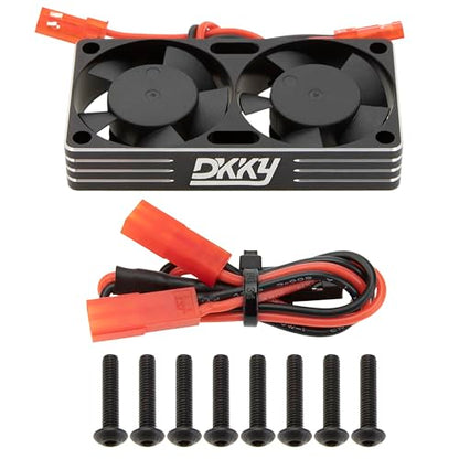 DKKY RC Motor Cooling Fan Heatsink 30mm Dual Fan for ARRMA Axial Traxxas 1/6 1/8 1/10 RC Crawler Car 3650 550 3660 4274 4068 4268 Motor (Black) - color: Black