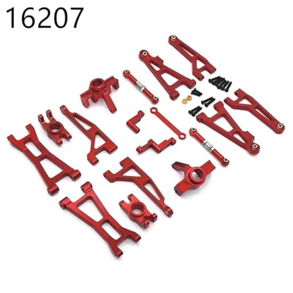 RC Accessory Compatible with MJX 16207 16208 16209 16210 Metal Front and Rear Suspension Arm Steering Cup Link Rod Set 1/16 RC Car Upgrade Parts Kit(Red,16207) - color: Red, size: 16207