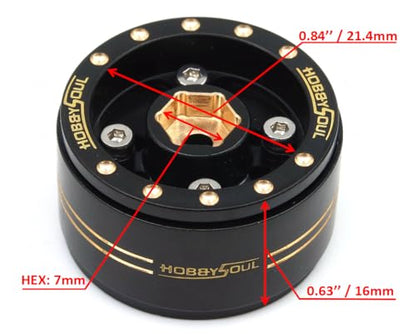 Adjustable Offset Brass 1.0 Beadlock Wheels Rims 44g/Rim for RC 1/18 TRX4M Axial SCX24 90081 & Other 1/24 Micro Crawler, (4-Pack, HS701450) - color: Black