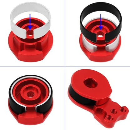 2Pcs Vgoohobby Aluminum RC 25T Servo Saver Adjustable Hi-Torque Servo Saver Compatible with Futaba Tamiya Servos 1/10 Traxxas TRX4 TRX6 SCX10 Capra RC Car (Red) - color: Red
