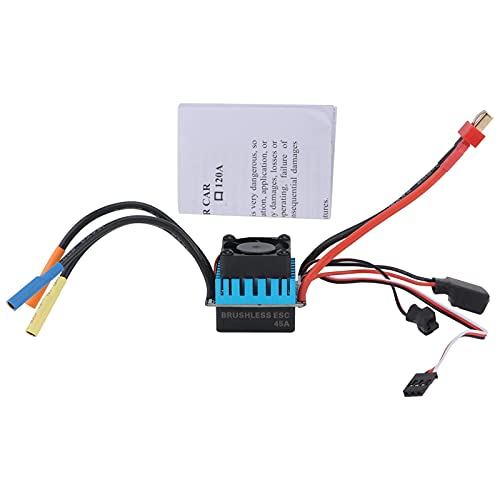 RC Waterproof 45A 4 Poles Sensorless Brushless ESC Speed Controller for 1/10 RC Car, Splash - Proof Electronic Speed Control with Overheat and Low Voltage Protection